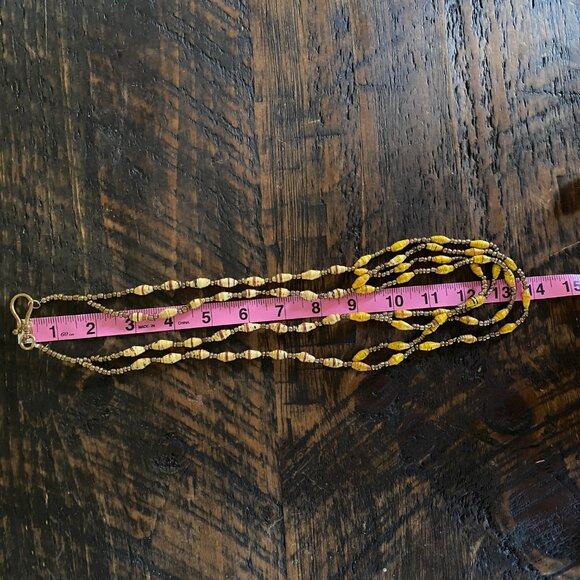 Handmade Paper Bead Necklace Three Strand Vintage Style - Picture 4 of 8
